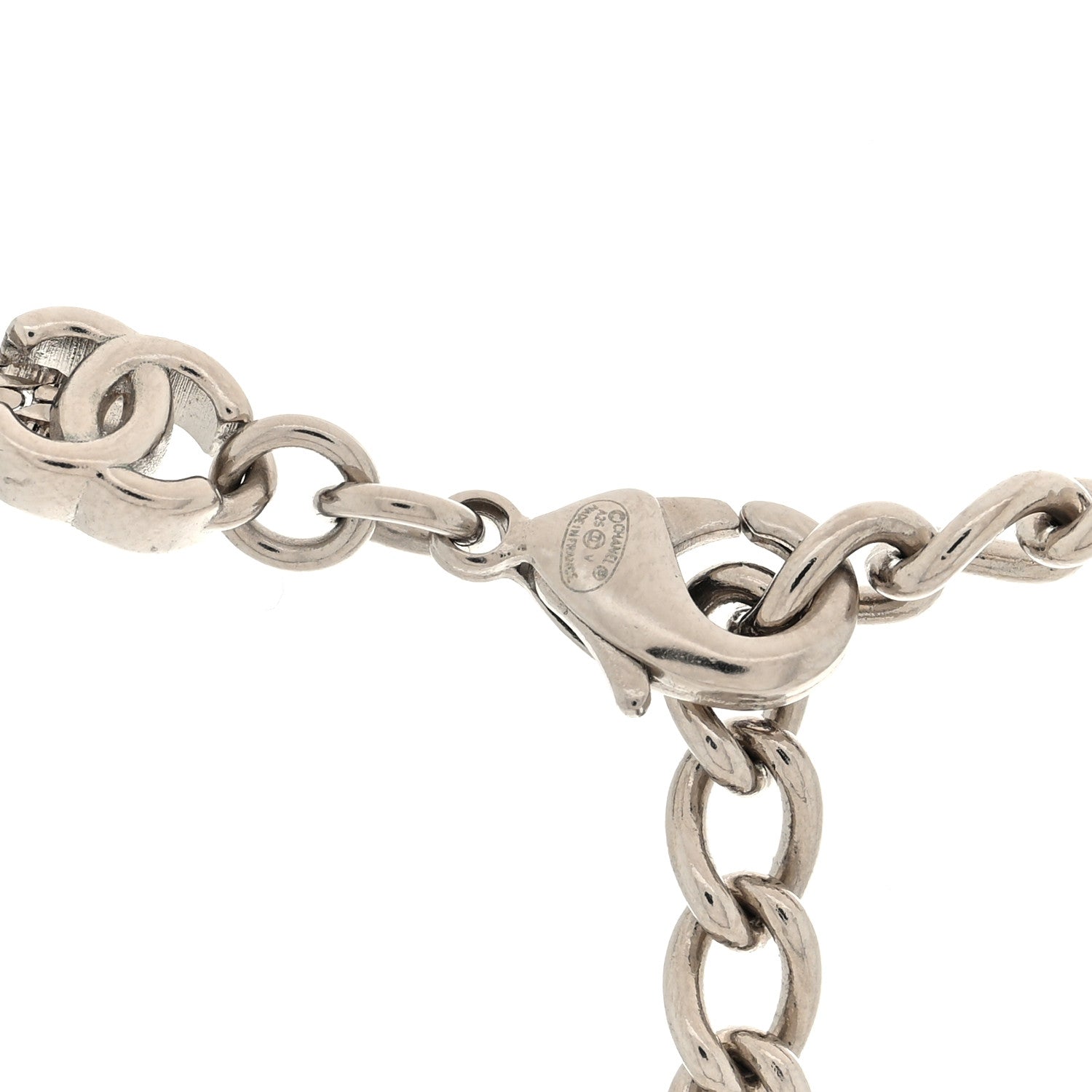 Chanel Metal CC Short Chain Necklace Silver 4 of 4