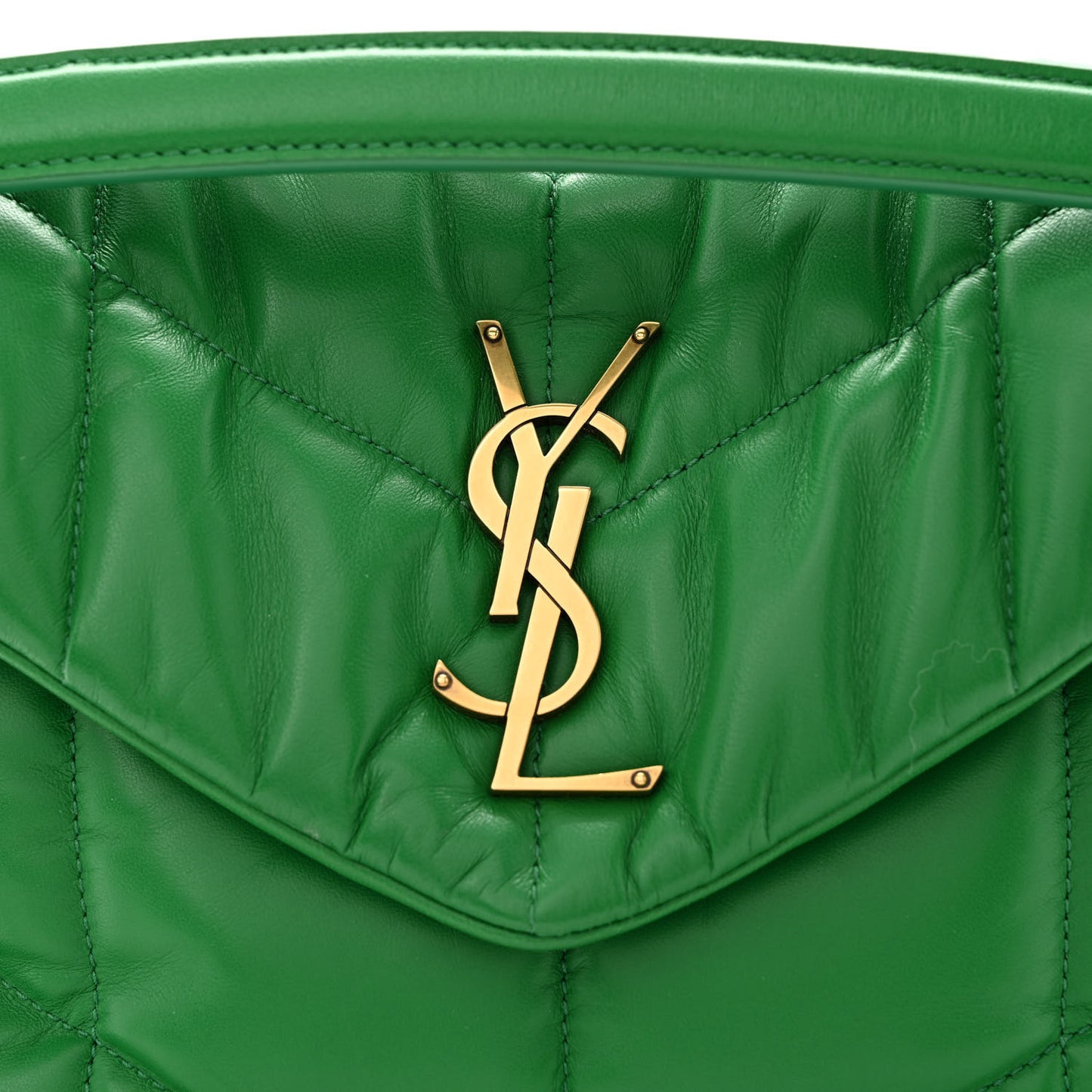 Lambskin Quilted Small Loulou Puffer Monogram Chain Satchel New Vert
