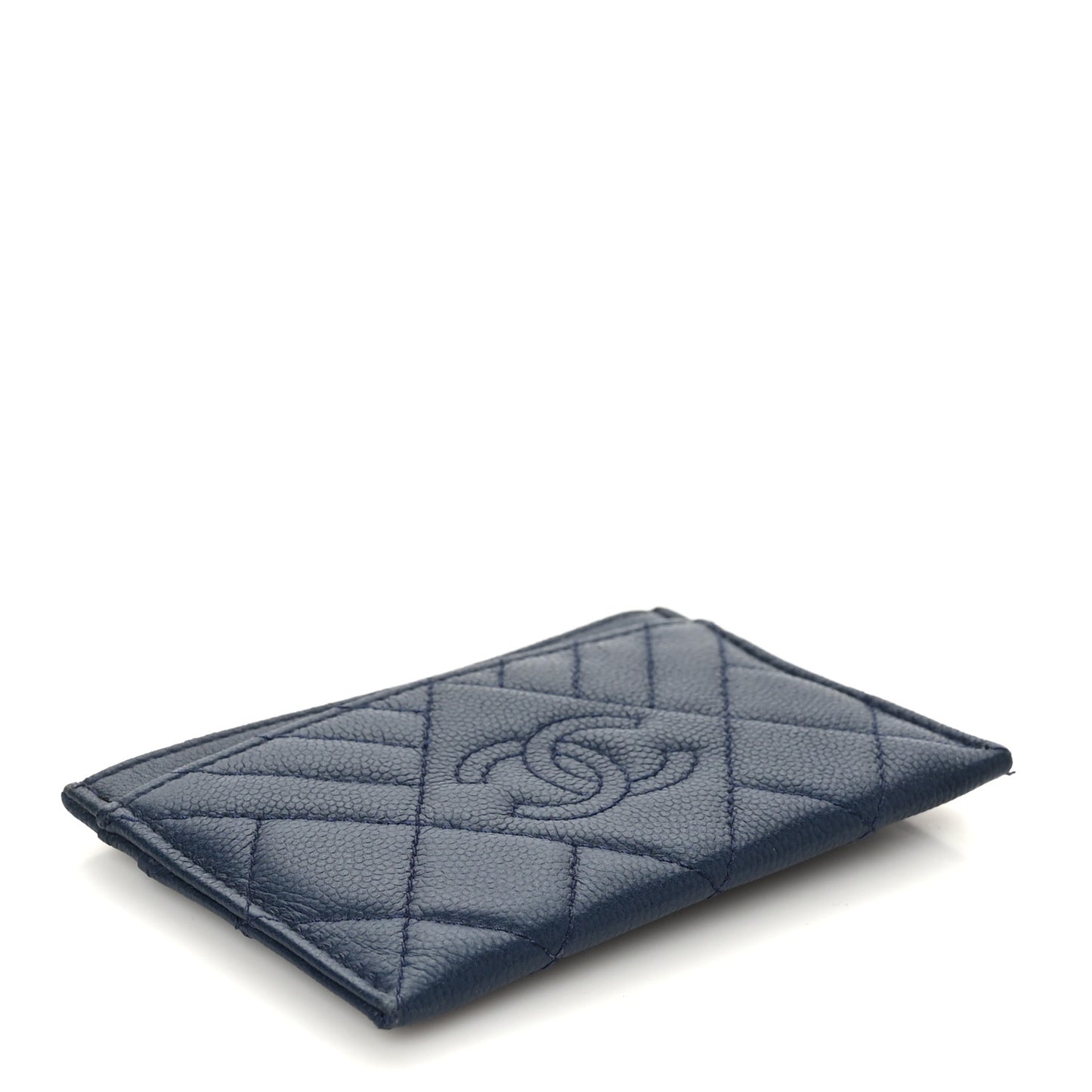Caviar Quilted Diamond CC Card Holder Navy
