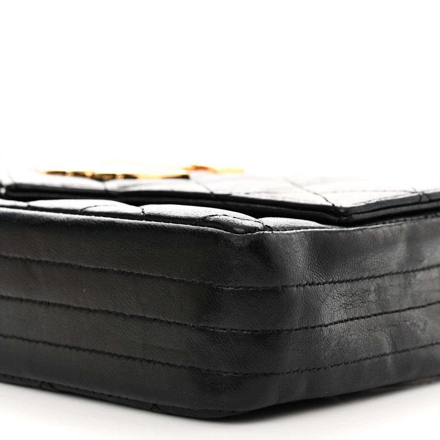 Lambskin Quilted Single Flap Black