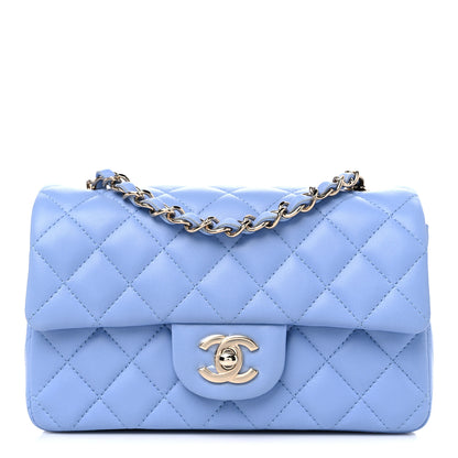 Chanel Lambskin Quilted Mini Rectangular Flap Light Blue 1 of 9
