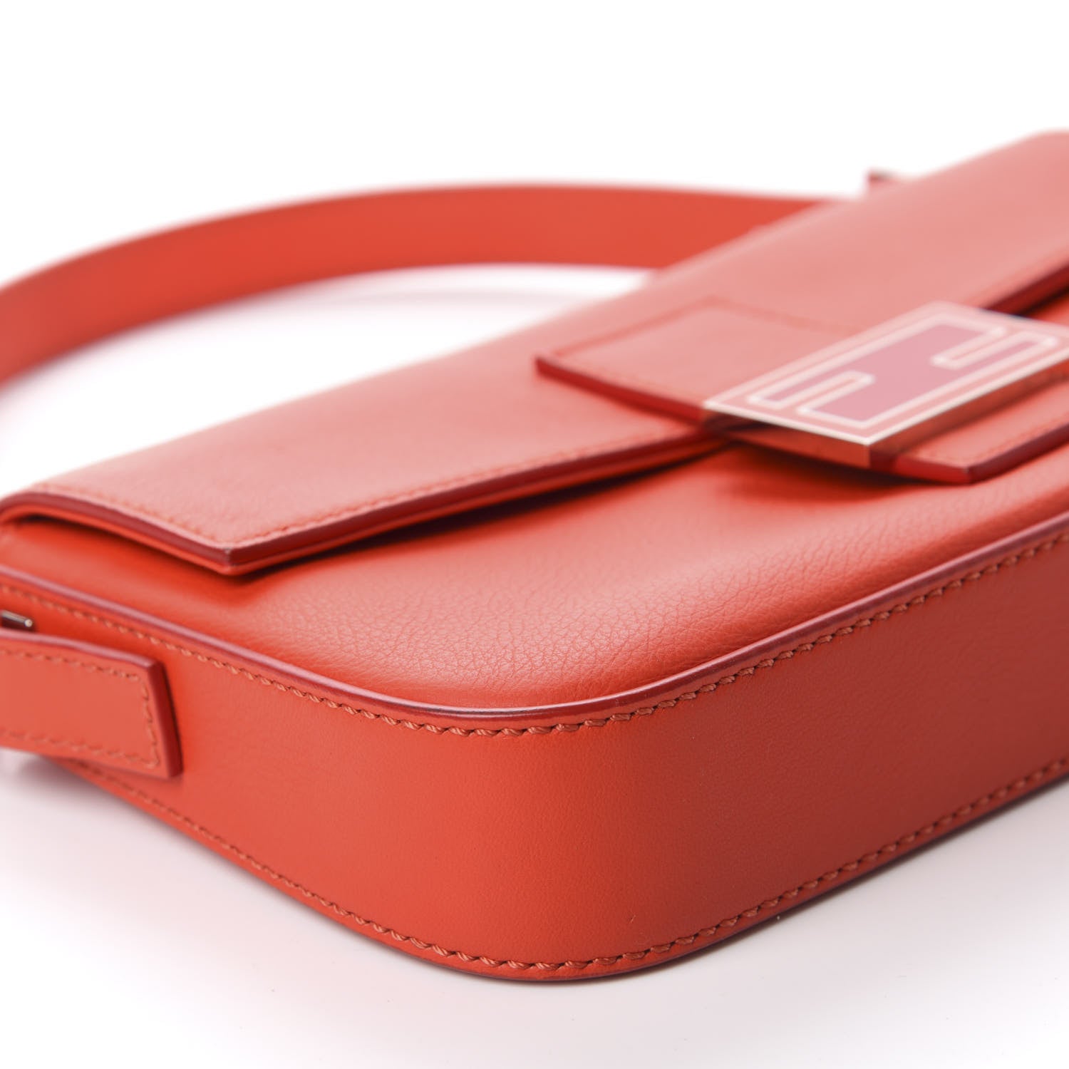 Fendi Vitello Enamel Interchangeable Strap Baguette Papavero 6 of 10
