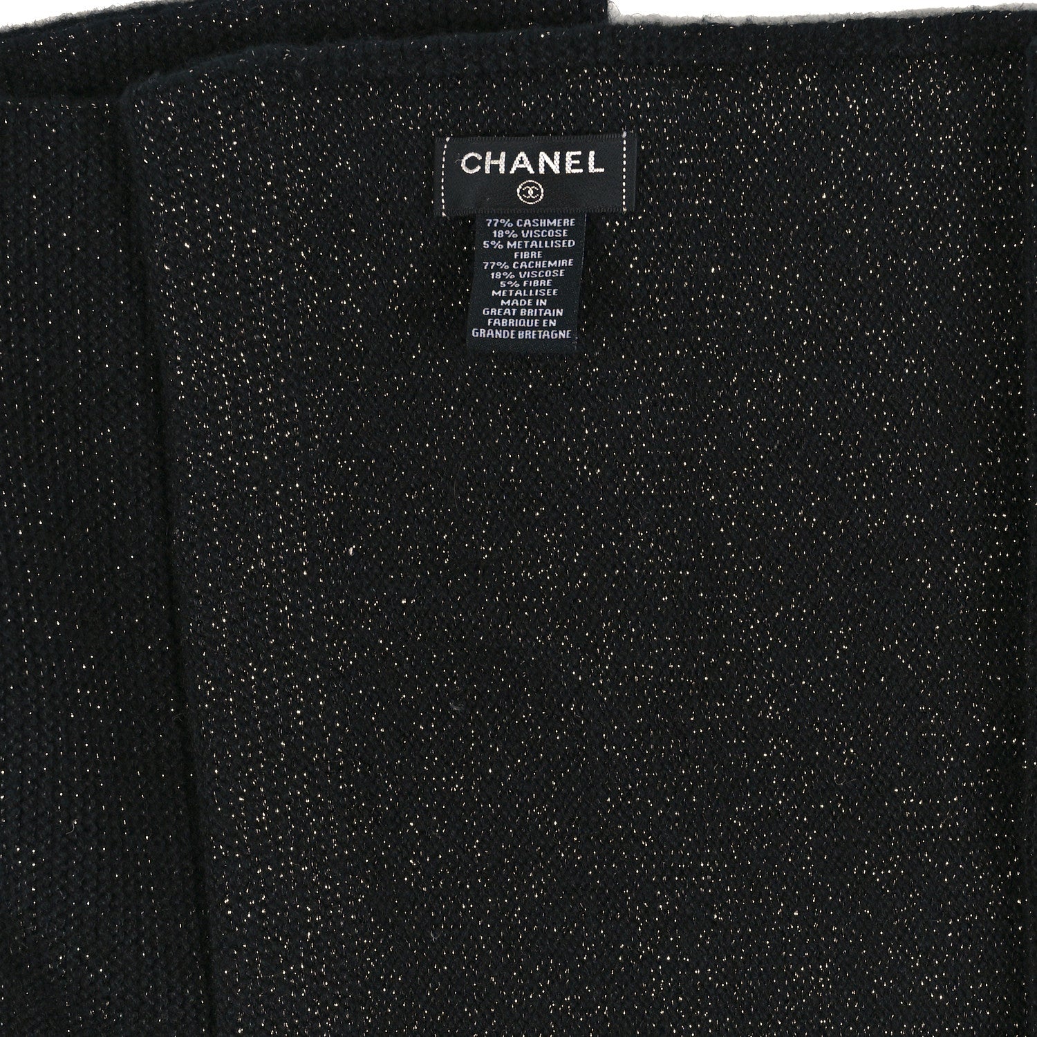 Chanel Metallic Cashmere CC Scarf Black 3 of 3