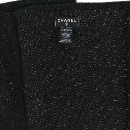 Chanel Metallic Cashmere CC Scarf Black 3 of 3