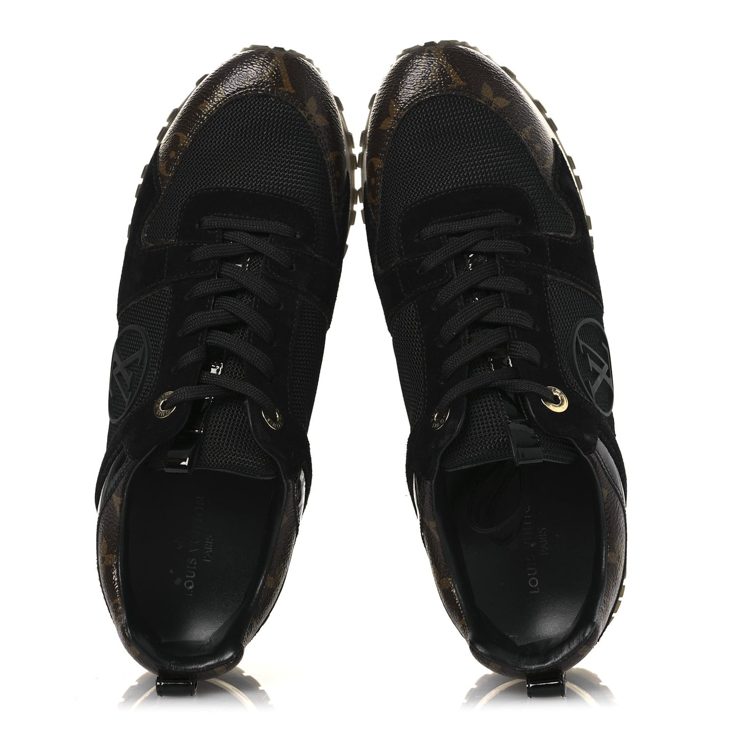 Suede Monogram Run Away Sneakers 38.5 Black