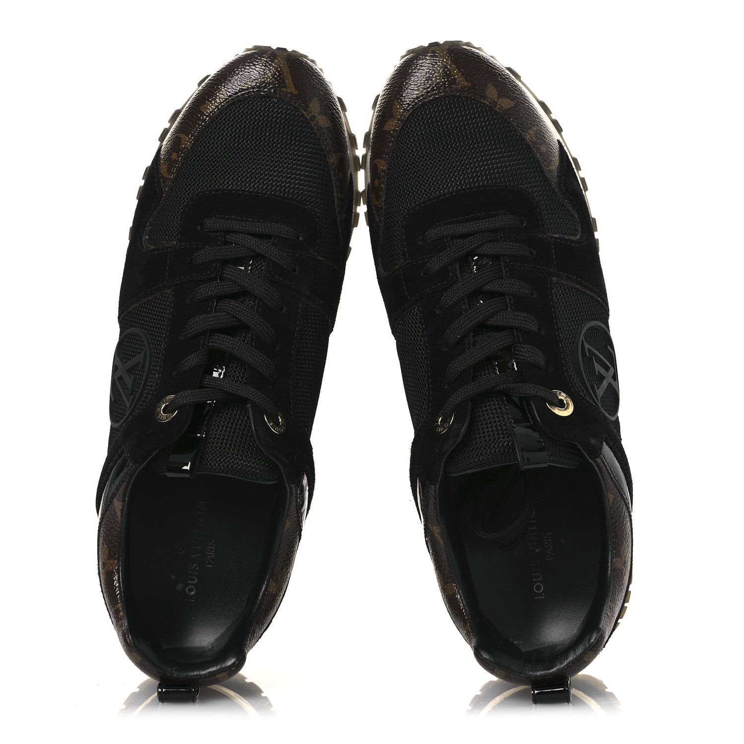 Louis Vuitton Suede Monogram Run Away Sneakers 38.5 Black 3 of 32