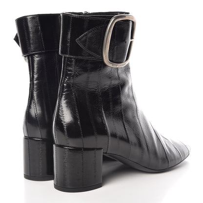 Saint Laurent Shiny Eel Joplin Buckle Booties 36 Black 4 of 9