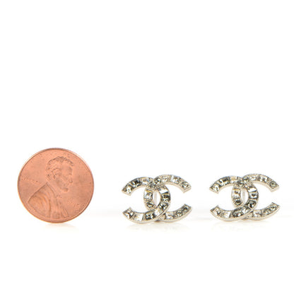 Chanel Bageutte Crystal CC Earrings Silver 1 of 5