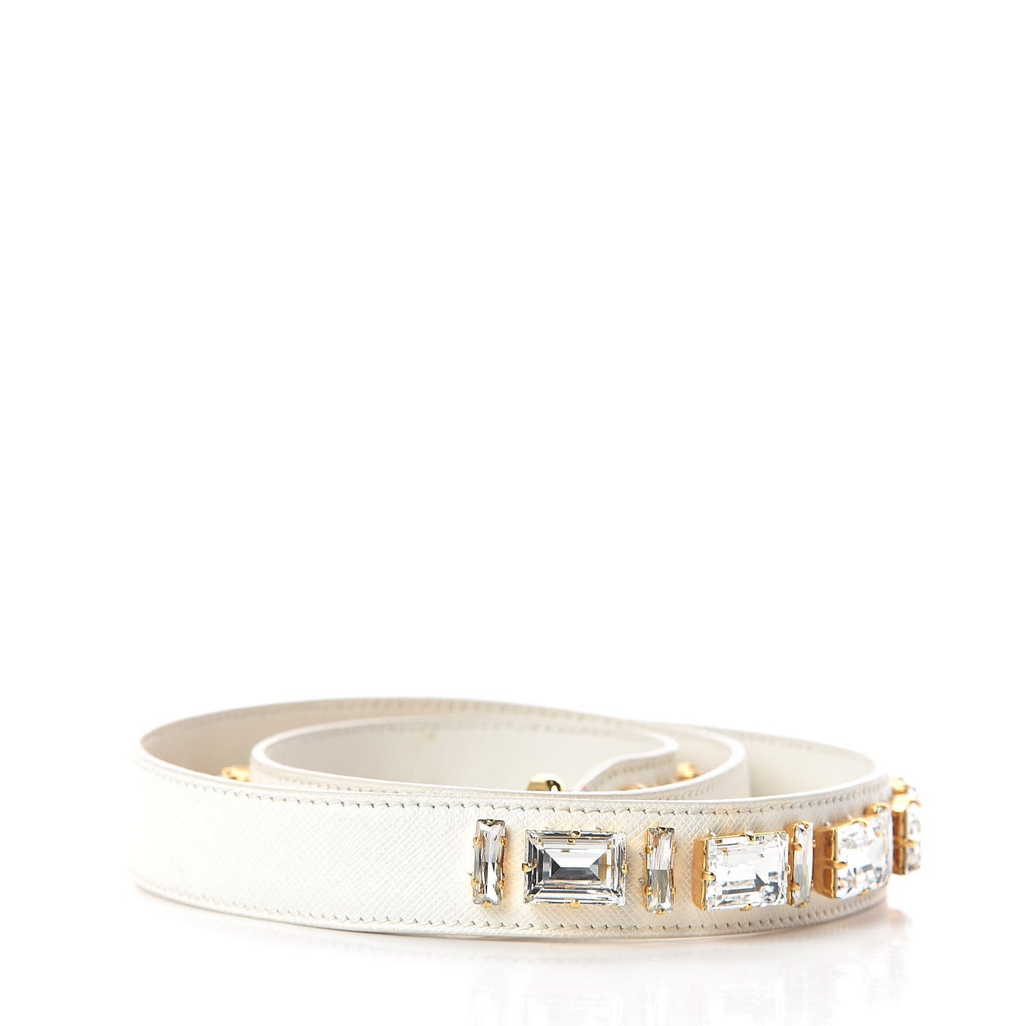 Saffiano Crystal Shoulder Strap White