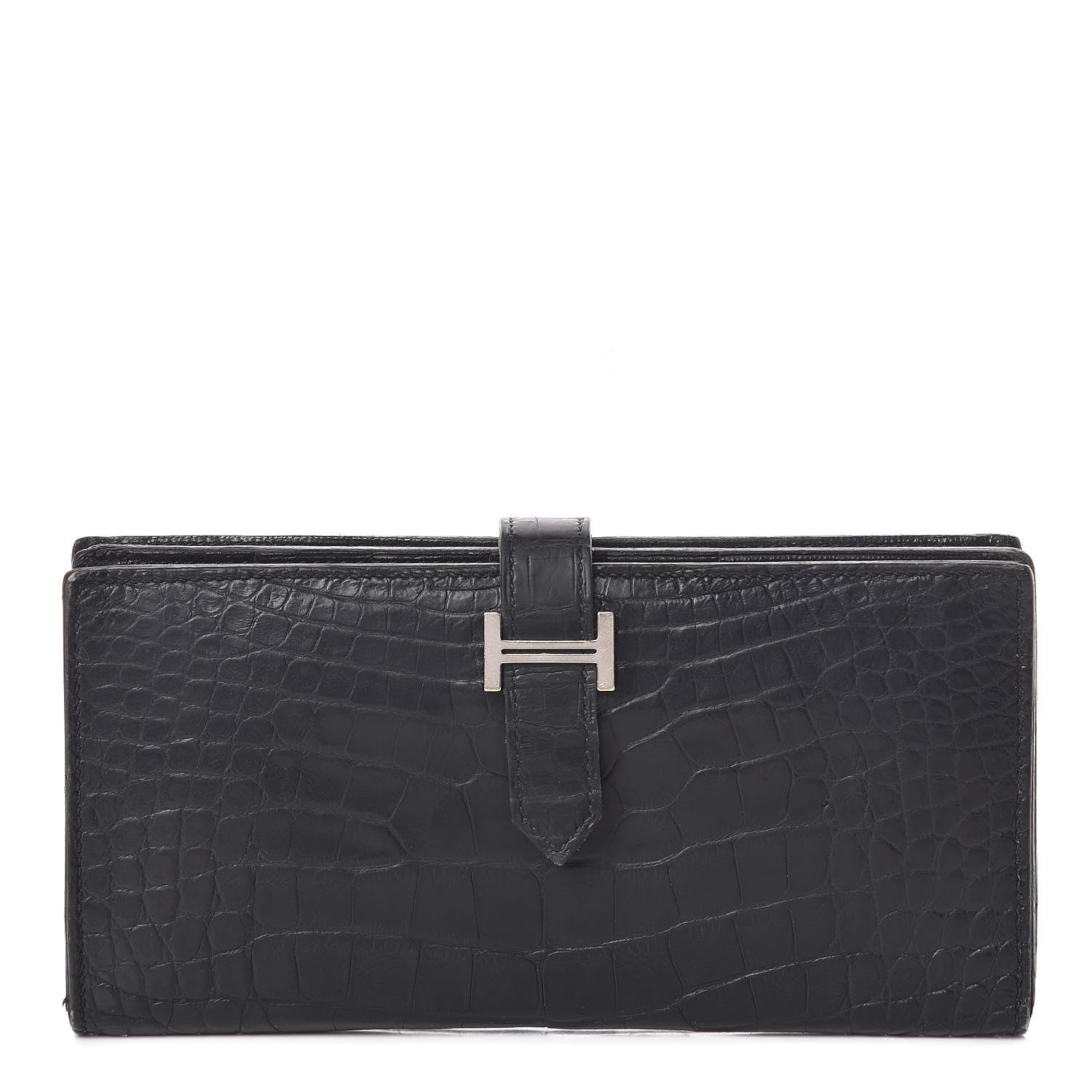 Hermes Matte Alligator Bearn Wallet Black 1 of 10