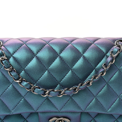 Chanel Metallic Lambskin Quilted Medium Double Flap Turquoise 8 of 10