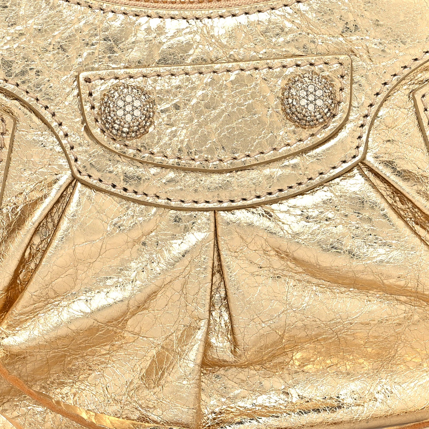 Balenciaga Metallic Agneau Arena Crystal Le Cagole Shoulder Bag XS Light Gold 10 of 12