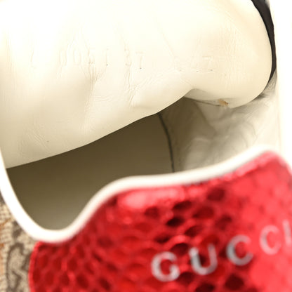Gucci GG Supreme Monogram Bees Ayers Web Womens Ace Sneakers 37 Beige Oro Green Red 8 of 10