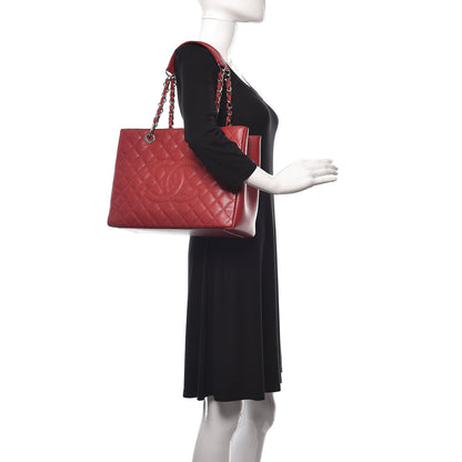 Chanel Caviar Quilted Grand Shopping Tote GST Red 2 of 16