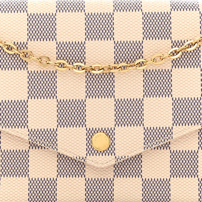 Louis Vuitton Damier Azur Pochette Felicie Chain Wallet Rose Ballerine 12 of 14