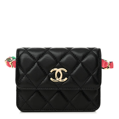Chanel Shiny Lambskin Ribbon Quilted Flap Belt Bag Black 1 of 11