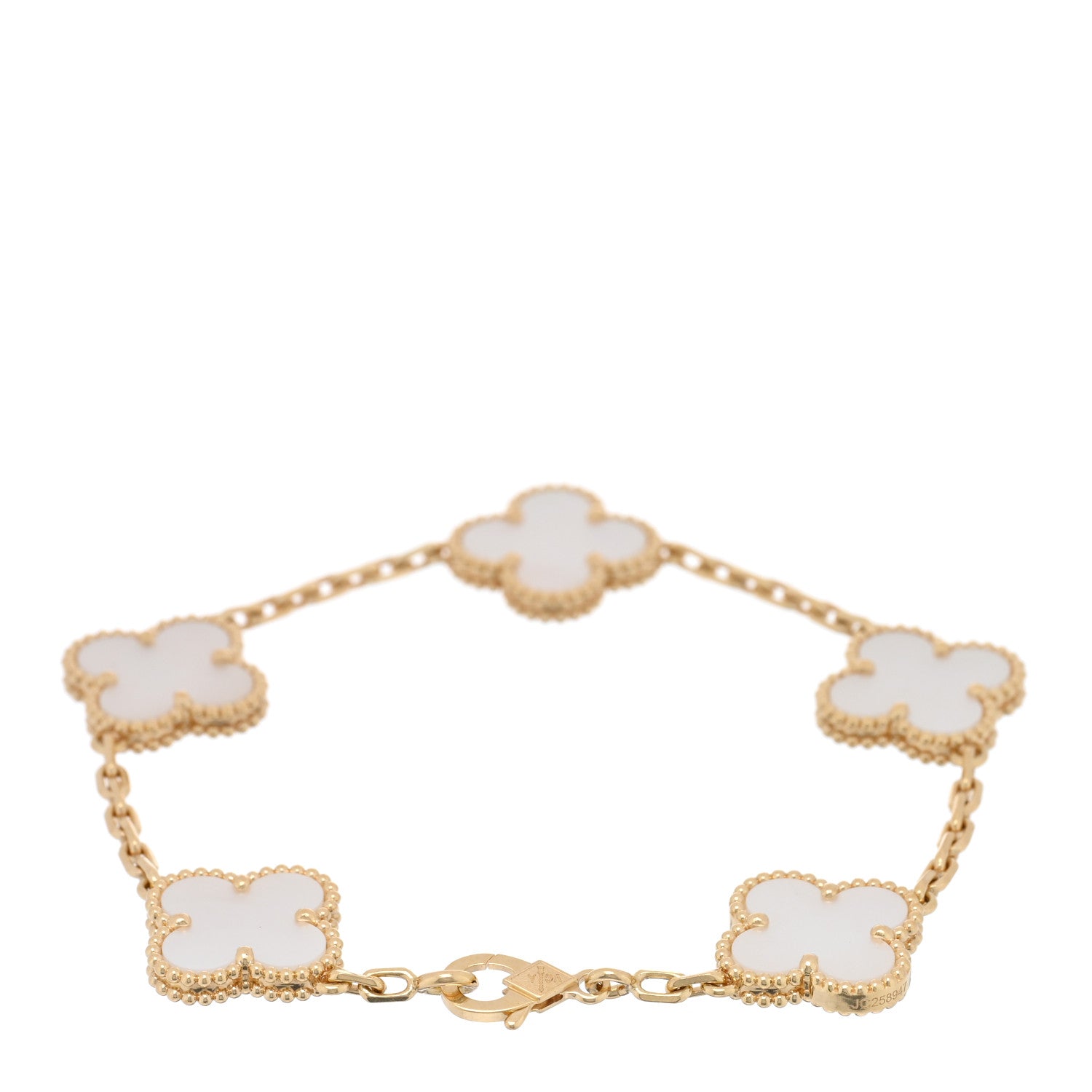Van Cleef & Arpels 18K Yellow Gold Mother of Pearl 5 Motifs Vintage Alhambra Bracelet 2 of 4