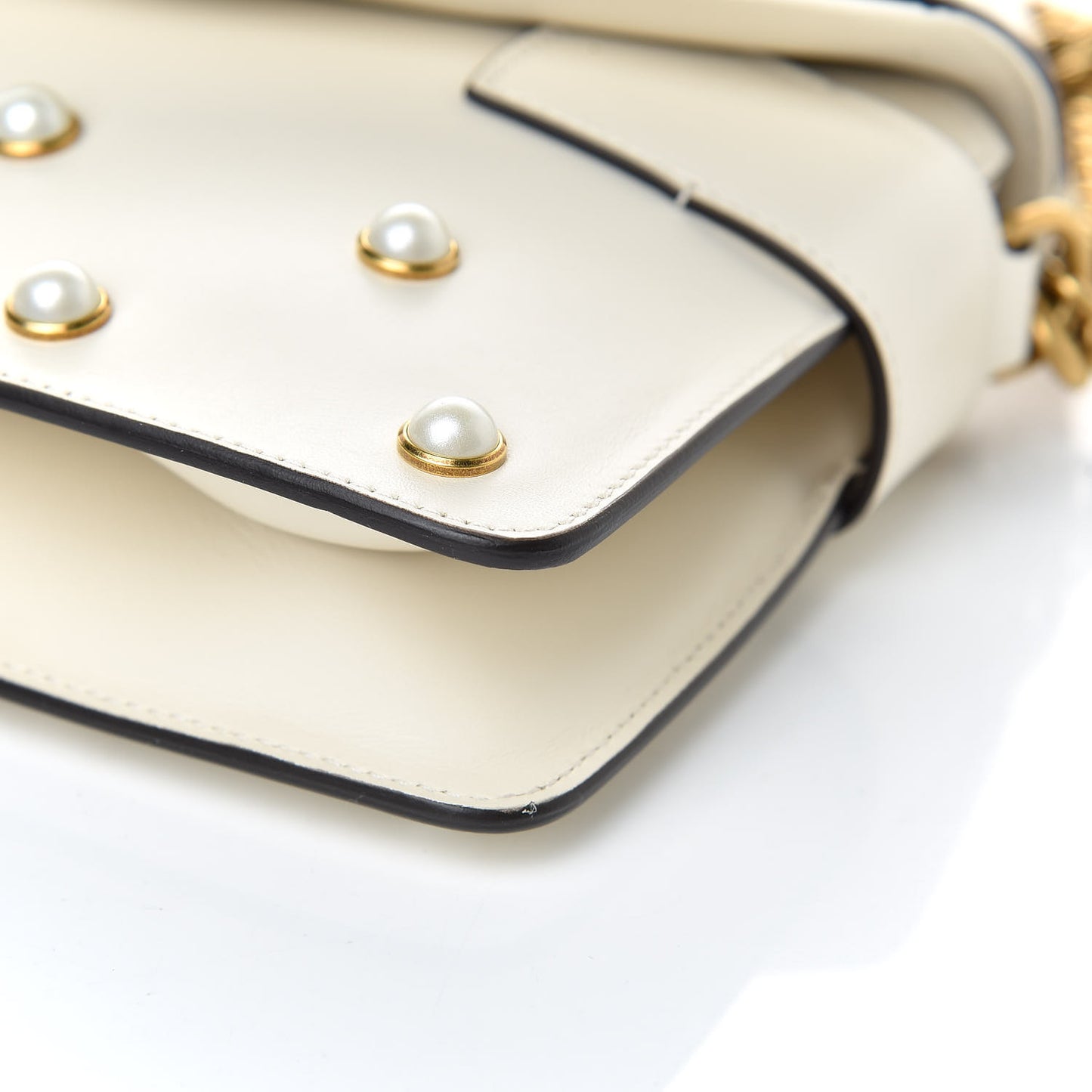 Nappa Pearl Studded Mini Queen Margaret Broadway Shoulder Bag Mystic White