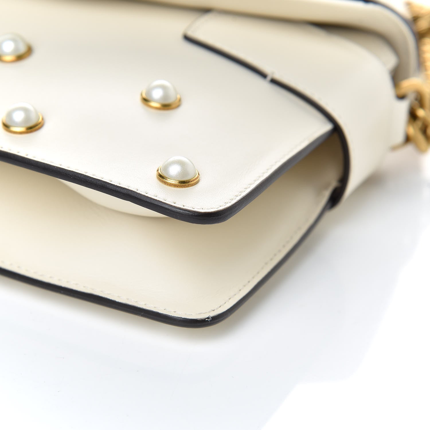 Gucci Nappa Pearl Studded Mini Queen Margaret Broadway Shoulder Bag Mystic White 9 of 10