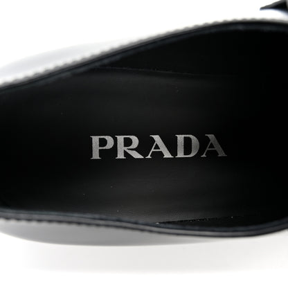 Prada Spazzolato Metal Triangle Logo 50mm Loafers 39 Black 7 of 15