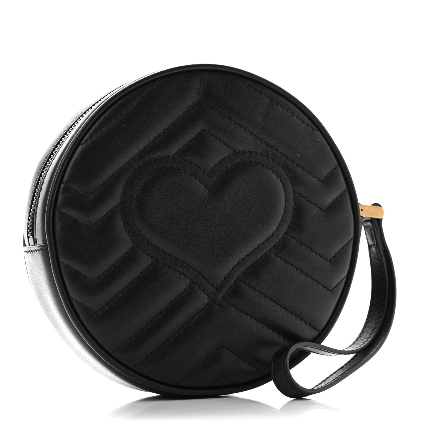 Calfskin Matelasse GG Marmont Round Wrist Wallet Black