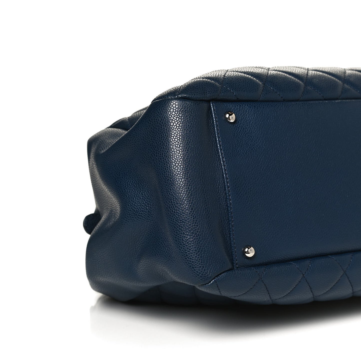 Caviar Quilted Framed Bowling Bag Blue