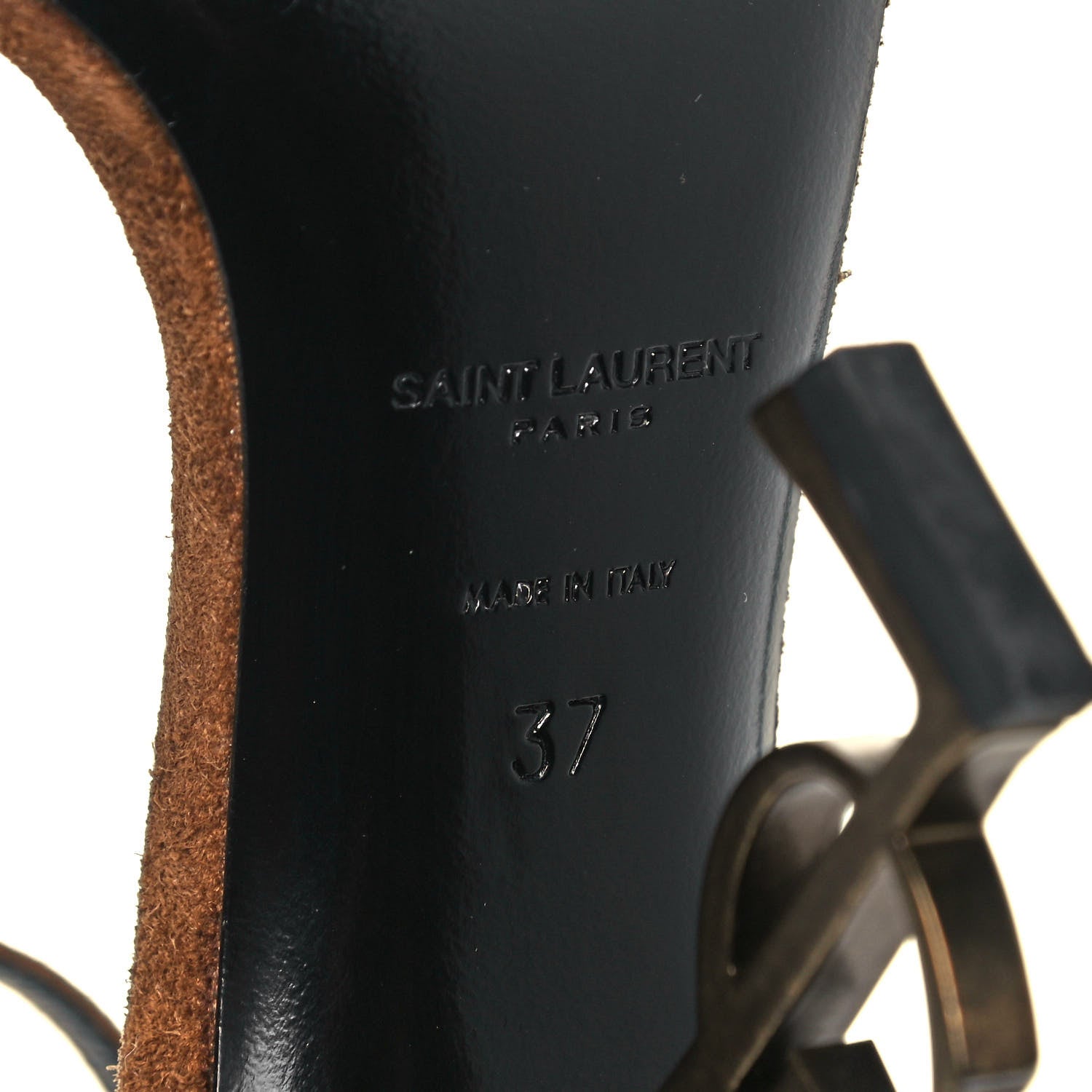 Saint Laurent Suede Calfskin Opyum 110 Sandals 37 Cachemere Gold 6 of 8