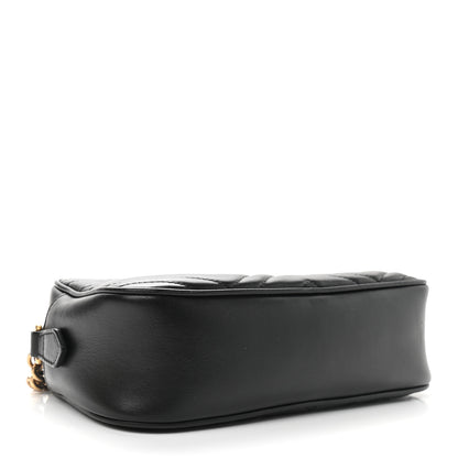 Gucci Calfskin Matelasse Small GG Marmont Chain Shoulder Bag Black 4 of 9