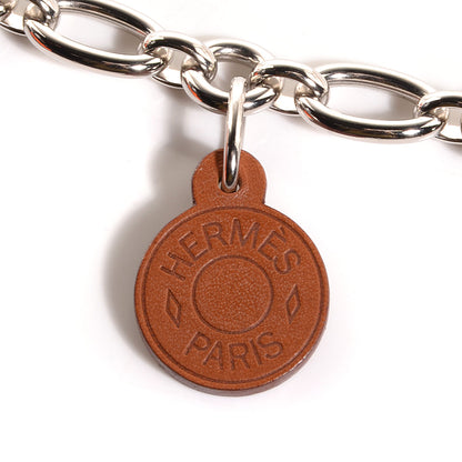 Hermes Silver Palladium Fauve Barenia Olga 5 Charms Chain Belt 4 of 9