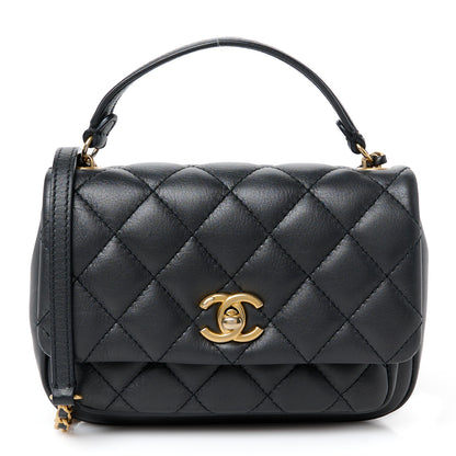 Chanel Calfskin Quilted Top Handle Flap Black 1 of 11