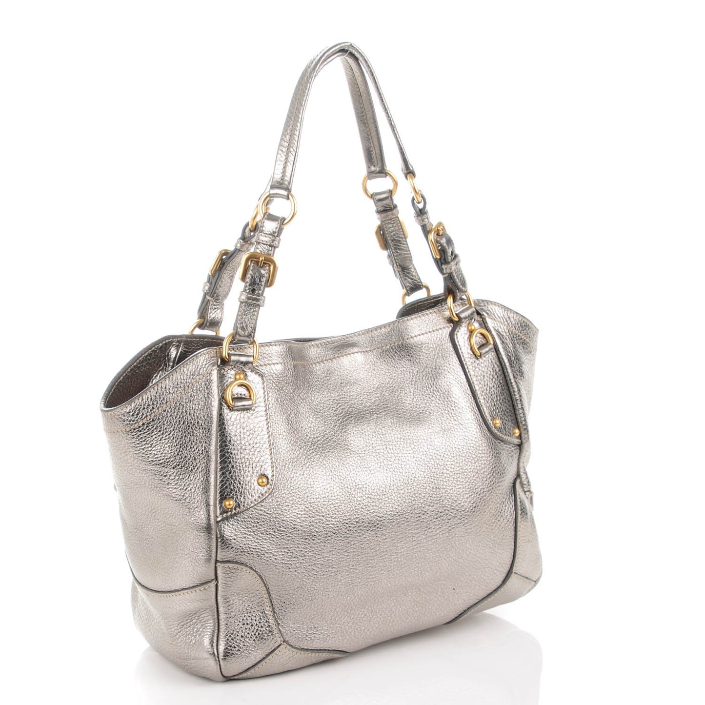 Vitello Daino Shoulder Bag Acciaio