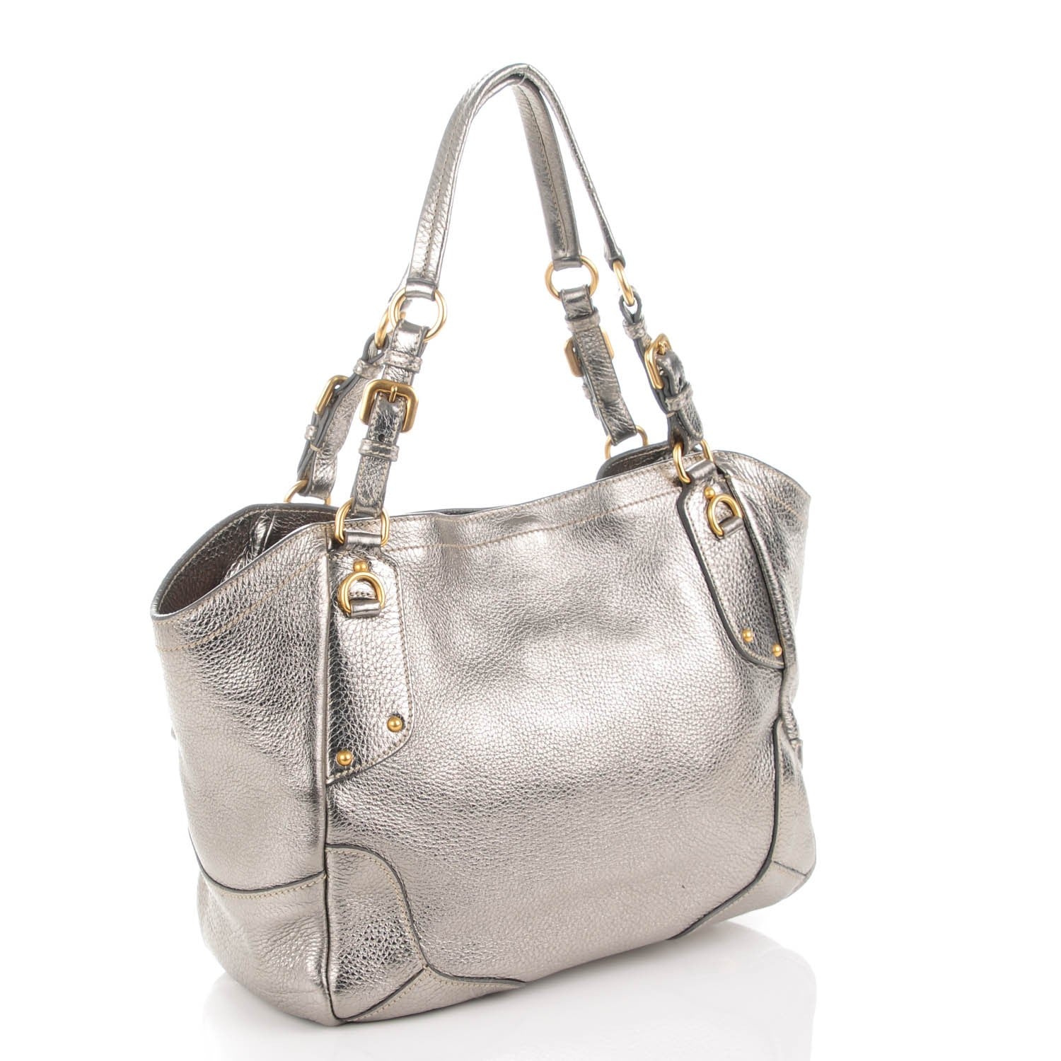 Prada Vitello Daino Shoulder Bag Acciaio 3 of 7