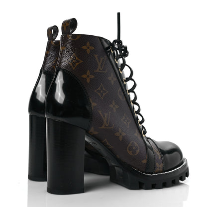Louis Vuitton Patent Calfskin Monogram Star Trail Ankle Boots 39 Black 4 of 8