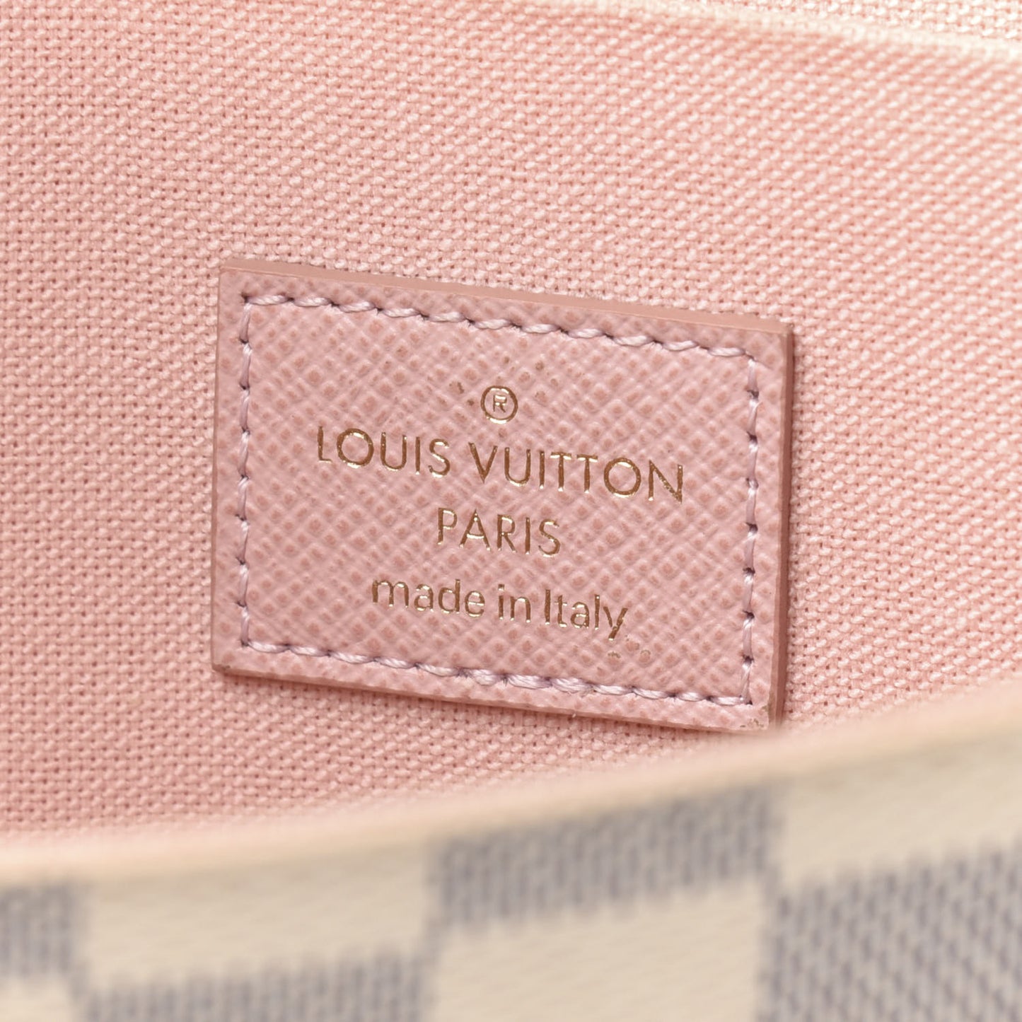 Damier Azur Pochette Felicie Chain Wallet Rose Ballerine