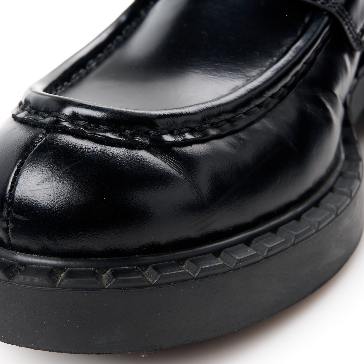 Spazzolato Metal Triangle Logo 50mm Loafers 40.5 Black