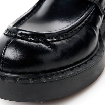 Prada Spazzolato Metal Triangle Logo 50mm Loafers 40.5 Black 10 of 11