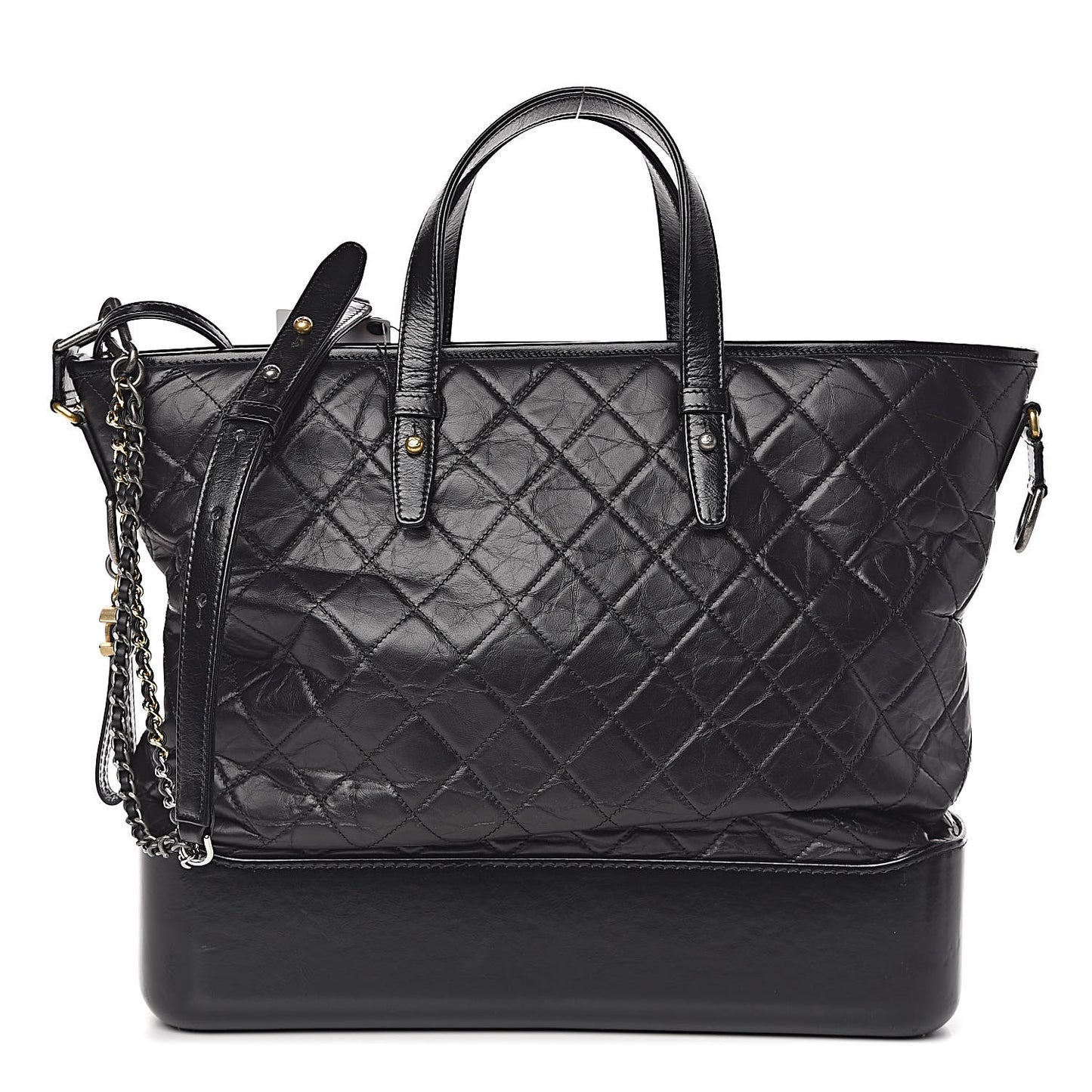 Calfskin Quilted Large Gabrielle Shopping Tote Black