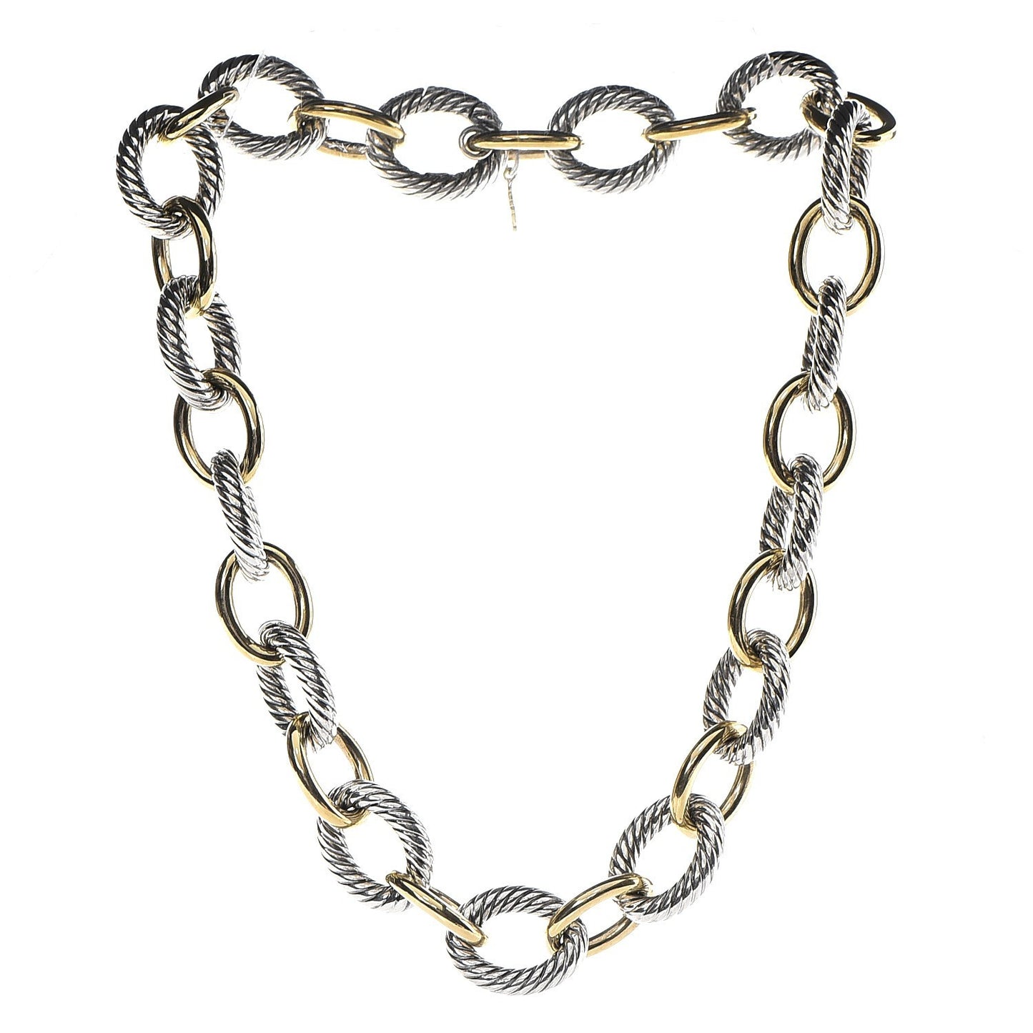 Sterling Silver 18K Yellow Gold Extra Large Oval Link Necklace