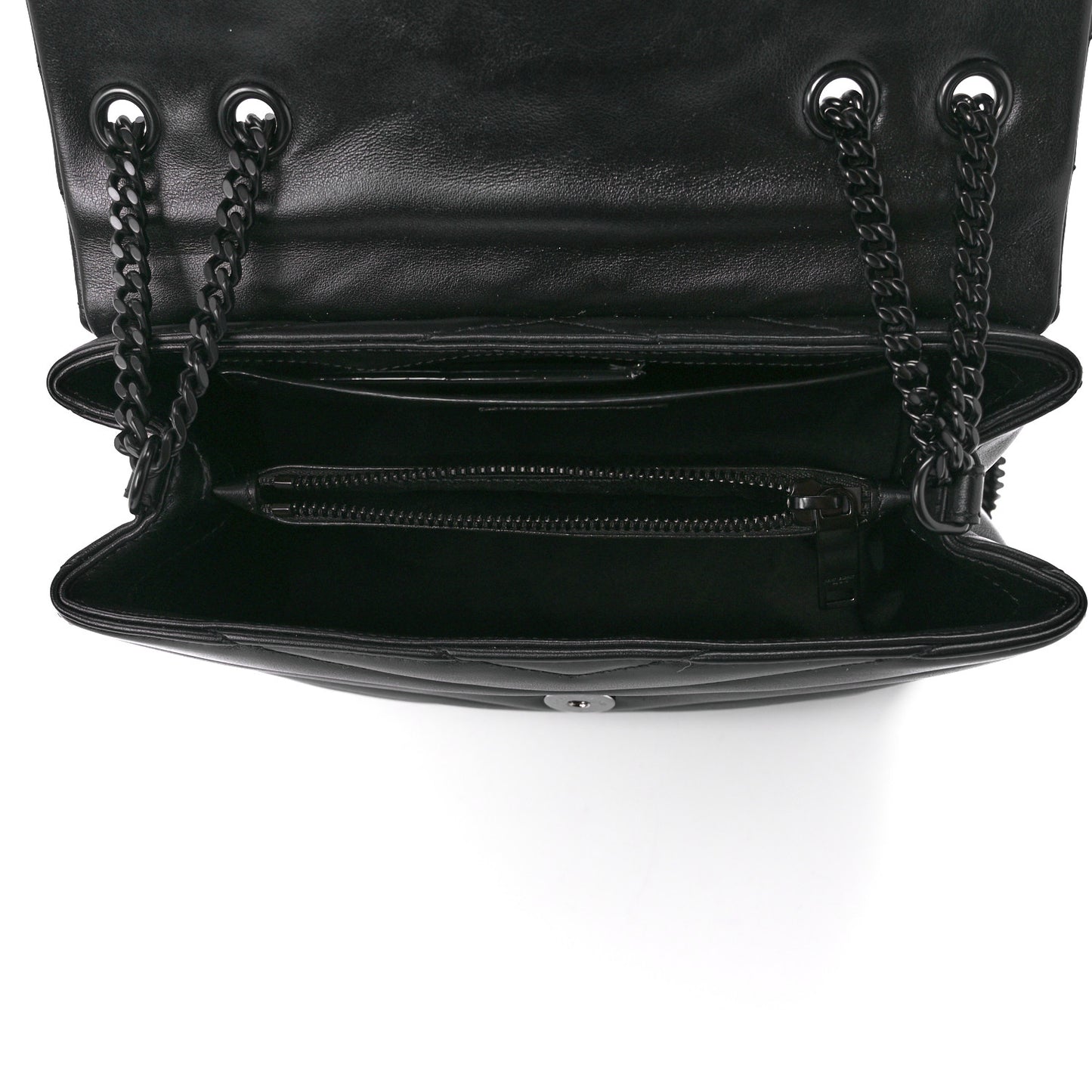 Calfskin Y Quilted Monogram Monochrome Small Loulou Chain Satchel Black