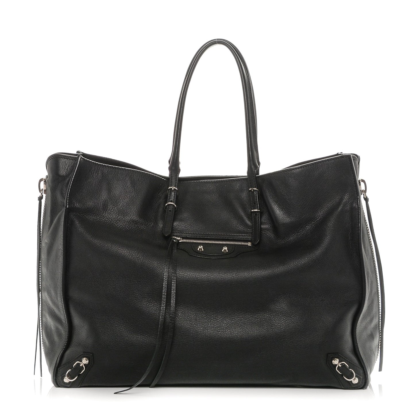 Supple Calfskin Papier A4 Zip Around Tote Black