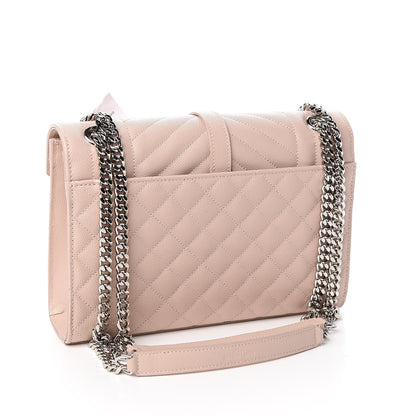 Saint Laurent Grain De Poudre Textured Mixed Matelasse Medium Triquilt Monogram Satchel Marble Pink 3 of 9