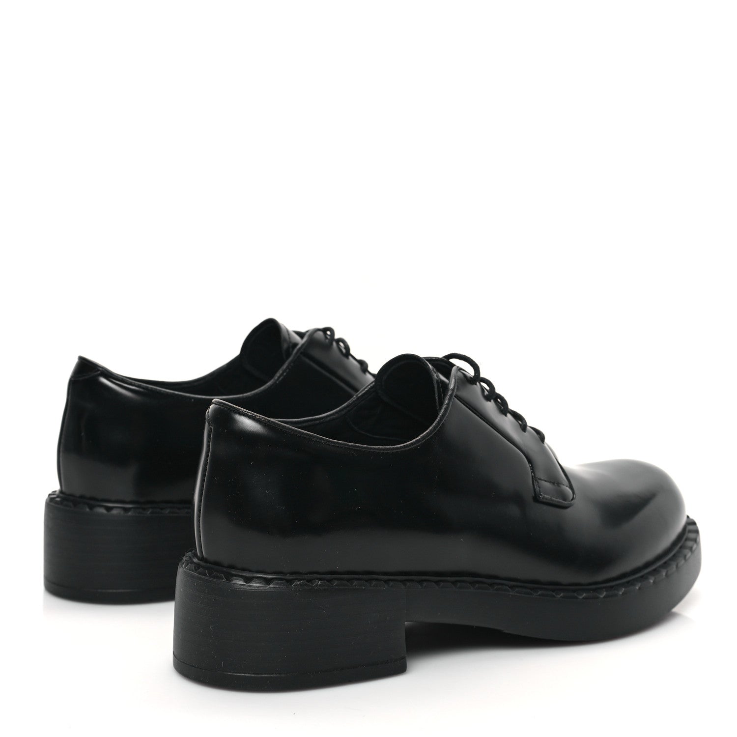 Prada Spazzolato Lace Up 50mm Loafers 39 Black 4 of 9