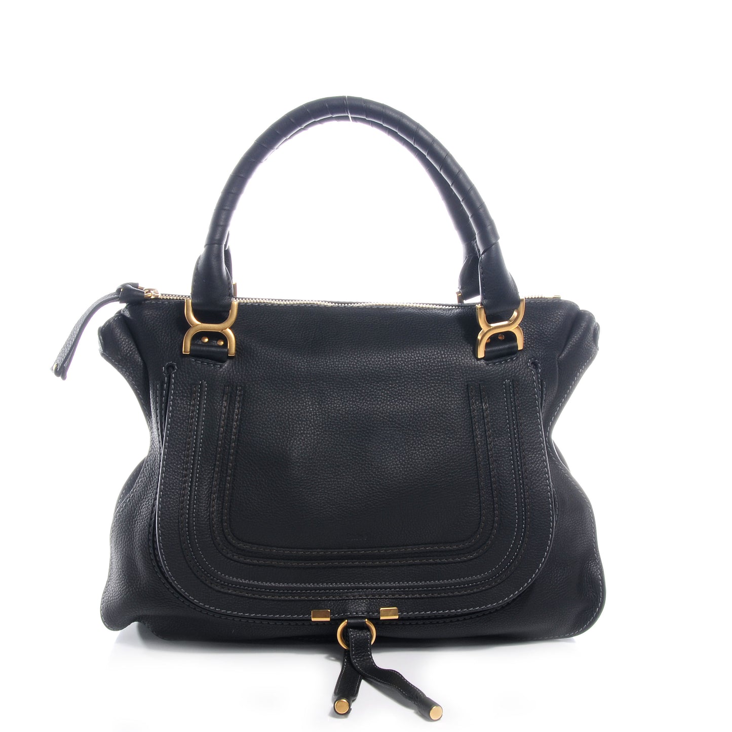 Calfskin Leather Large Marcie Satchel
