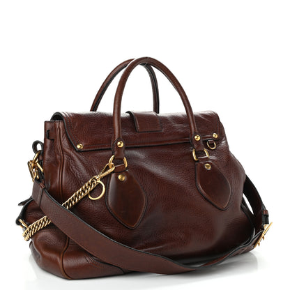 Prada Cervo Deerskin Animalier Large Satchel Cacao 2 of 14