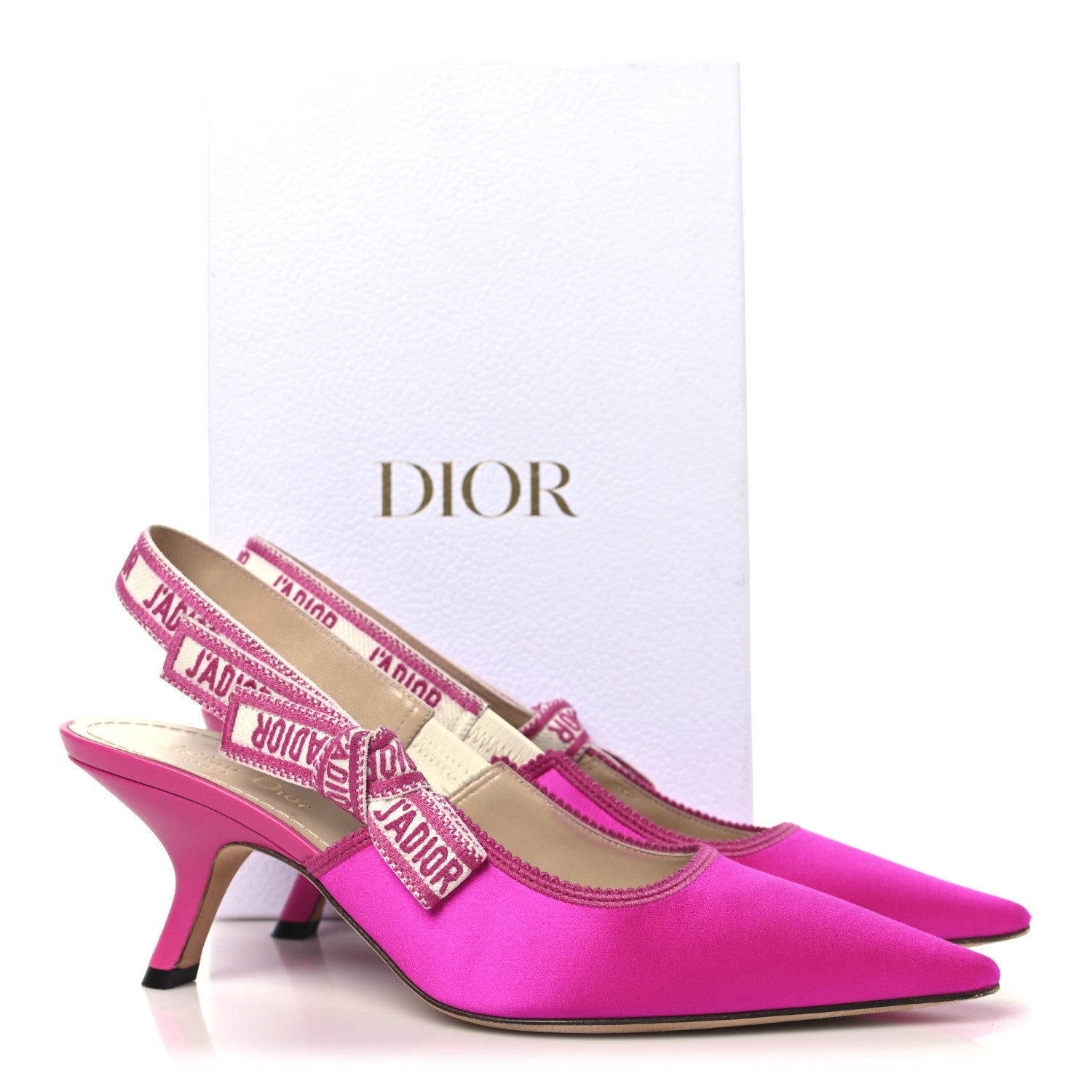 Christian Dior Satin Ribbon Embroidered J'Adior Slingback 65mm