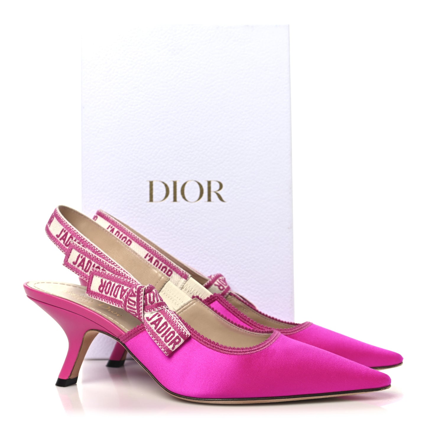 Satin Ribbon Embroidered J'Adior Slingback 65mm Pumps 39.5 Rani Pink