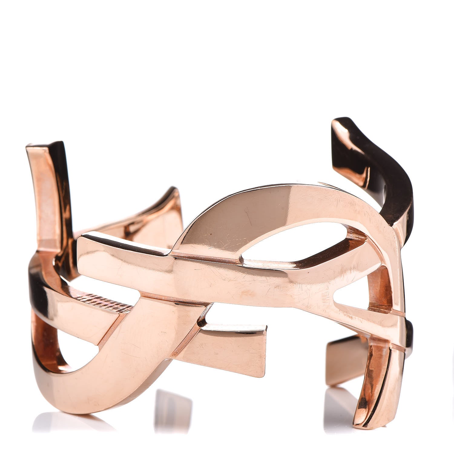 Saint Laurent Brass Monogram Cuff Rose Gold 1 of 4