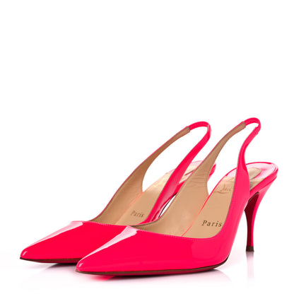 Christian Louboutin Patent Clare Sling 80 Pumps 36 Fluo Rose 3 of 10