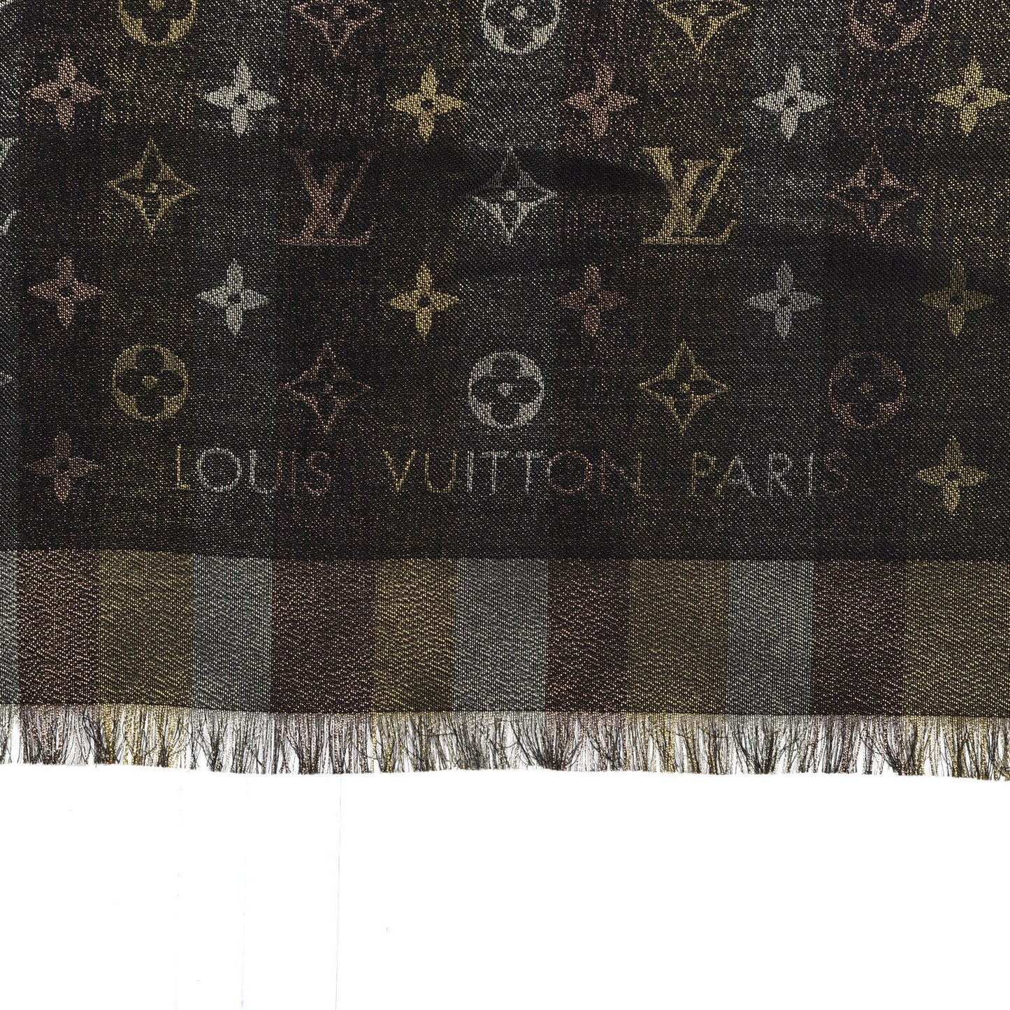 Silk Lurex Wool So Shine Monogram Shawl Black