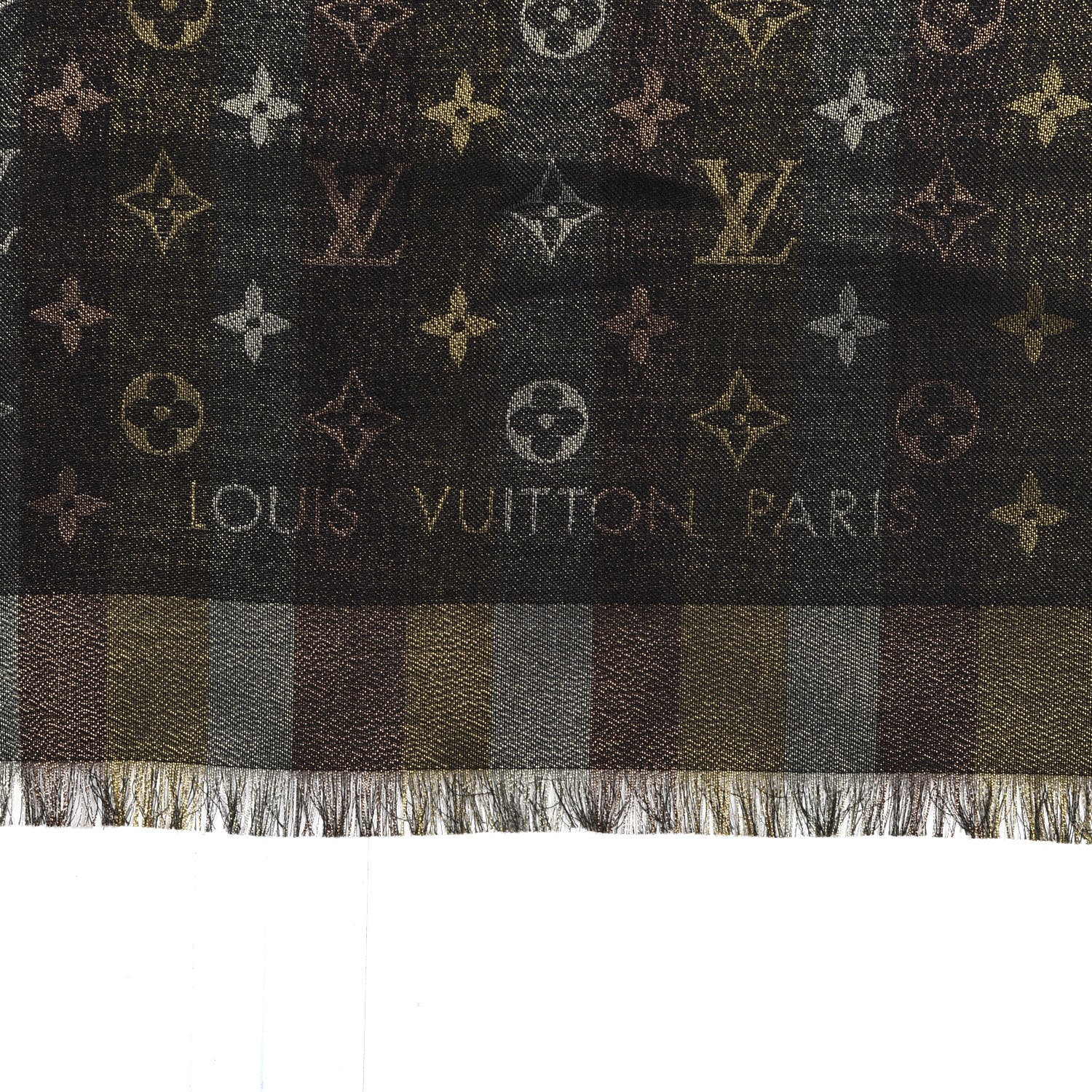 Louis Vuitton Silk Lurex Wool So Shine Monogram Shawl Black 2 of 4